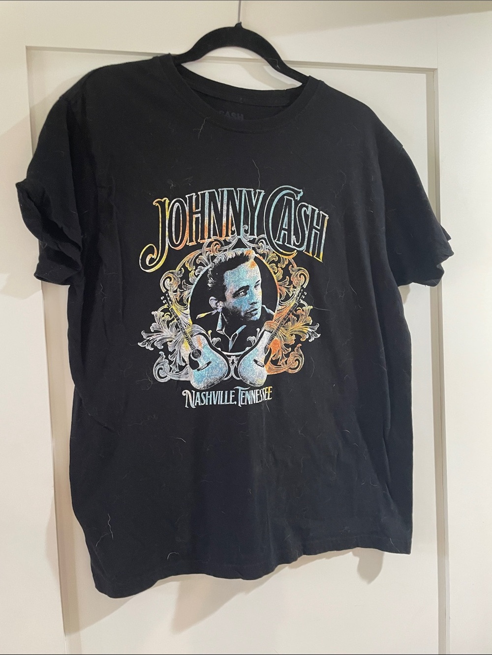 Johnny Cash Nashville Black Long Sleeve Graphic Tee - Vintage Style